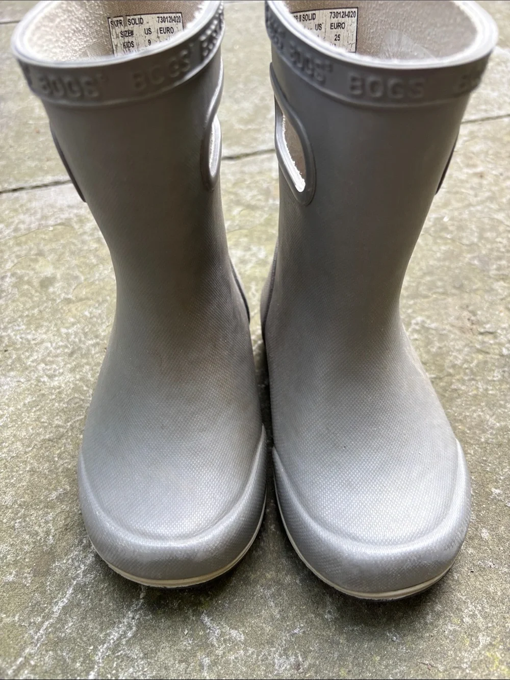 Bogs Kids Gray Pull-On Rain Boots with Hand Holes